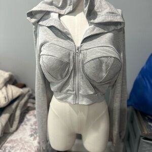 Gray Women's Cropped Hoodie